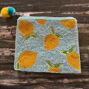 Pizzaz Beaded Coin Purse Lemons NWT